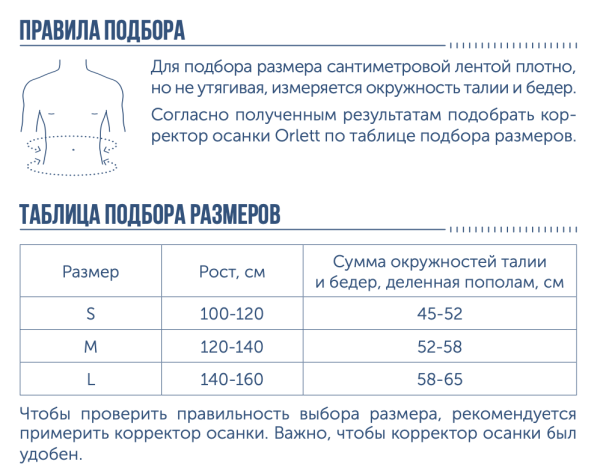 Корректор осанки детский Orlett, TLSO-250(P)